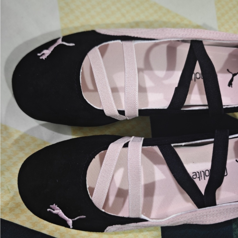 Puma Women Black and Light Pink Mary Jane Ballet Flats - Picture 6 of 7